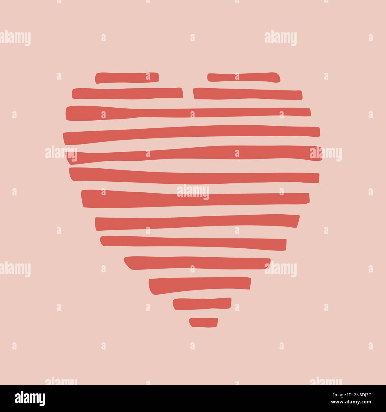 Coeur en lignes, symbole abstrait en forme de coeur, illustration vectorielle de style minimaliste Illustration de Vecteur