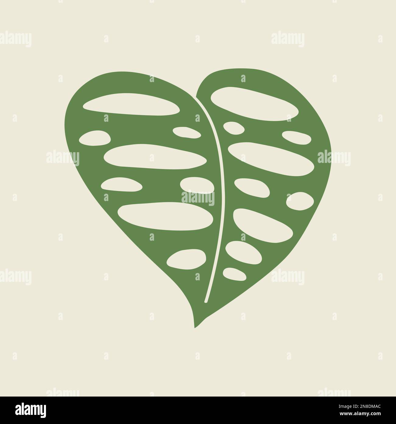 Forme de coeur Monstera adansonii feuille, chés suisses ou singe feuille tropicale plante, style minimaliste, illustration vectorielle Illustration de Vecteur