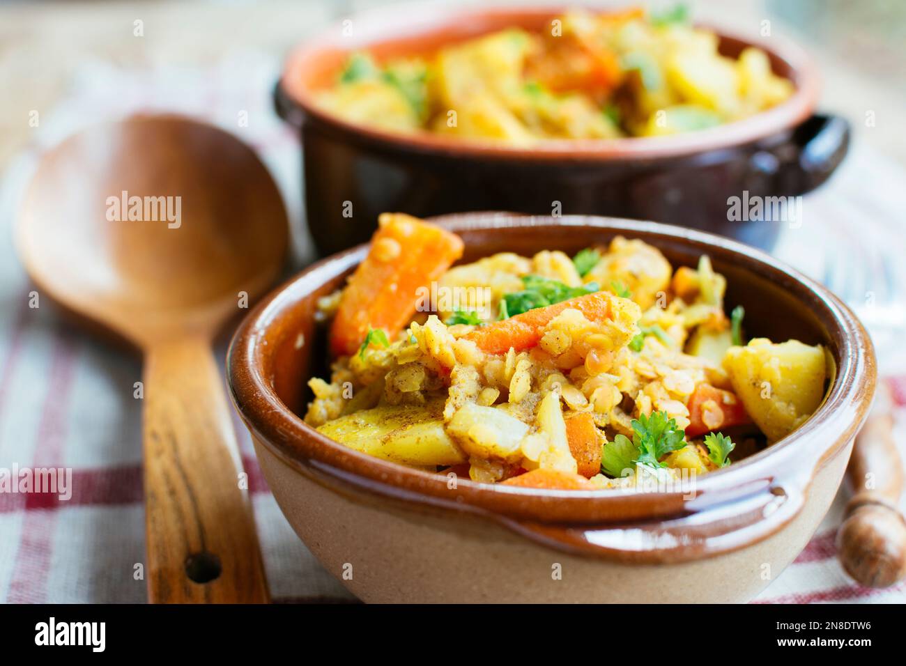 Légumes au curry vegan avec ragoût de gentil Banque D'Images