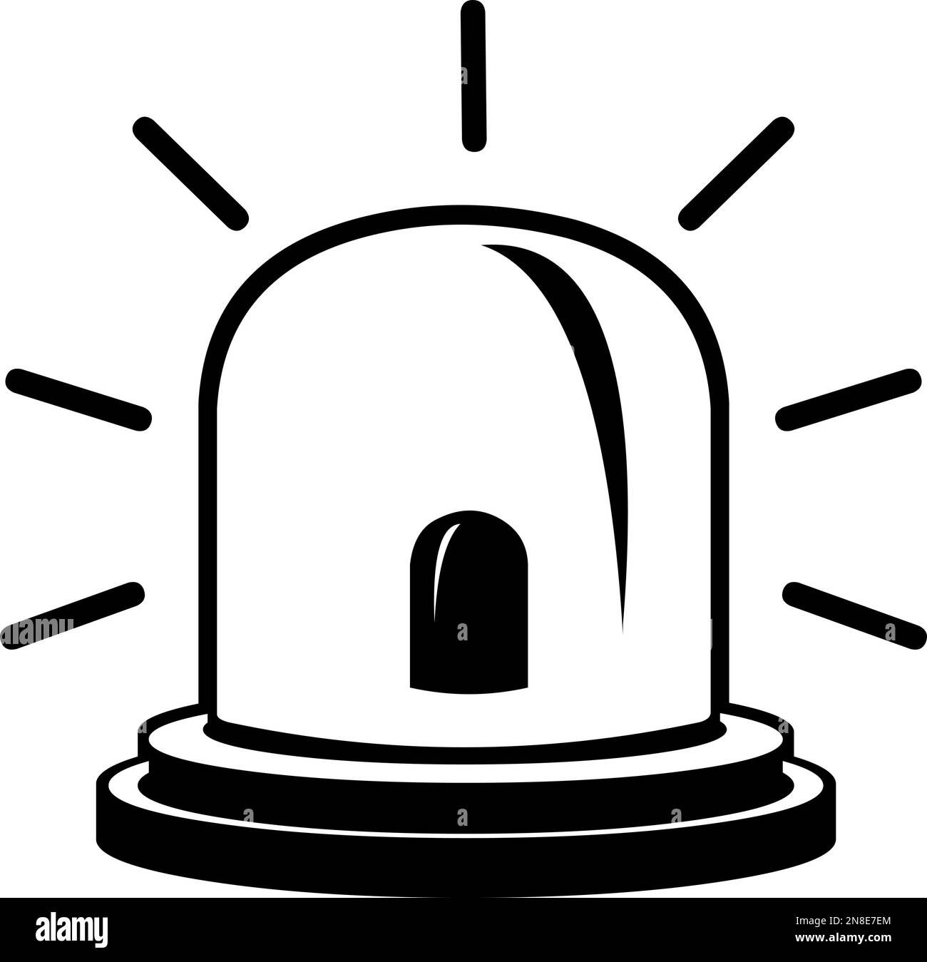 illustration vectorielle d'une sirène d'alarme pour pompier ou ambulance, dessinée en noir et blanc Illustration de Vecteur