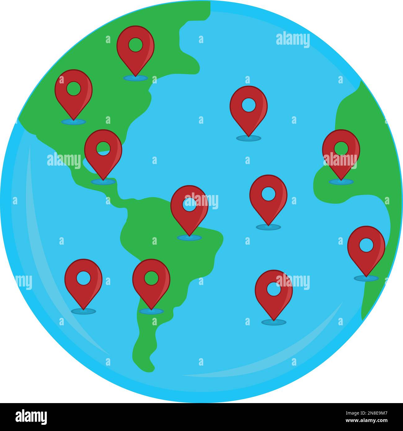 Illustration vectorielle de la planète Terre avec symboles GPS (système de positionnement global) Illustration de Vecteur