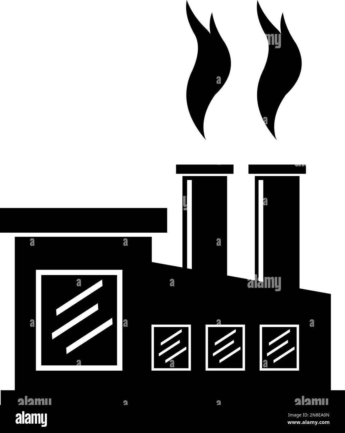 illustration vectorielle de l'icône d'une usine industrielle conçue en noir et blanc Illustration de Vecteur