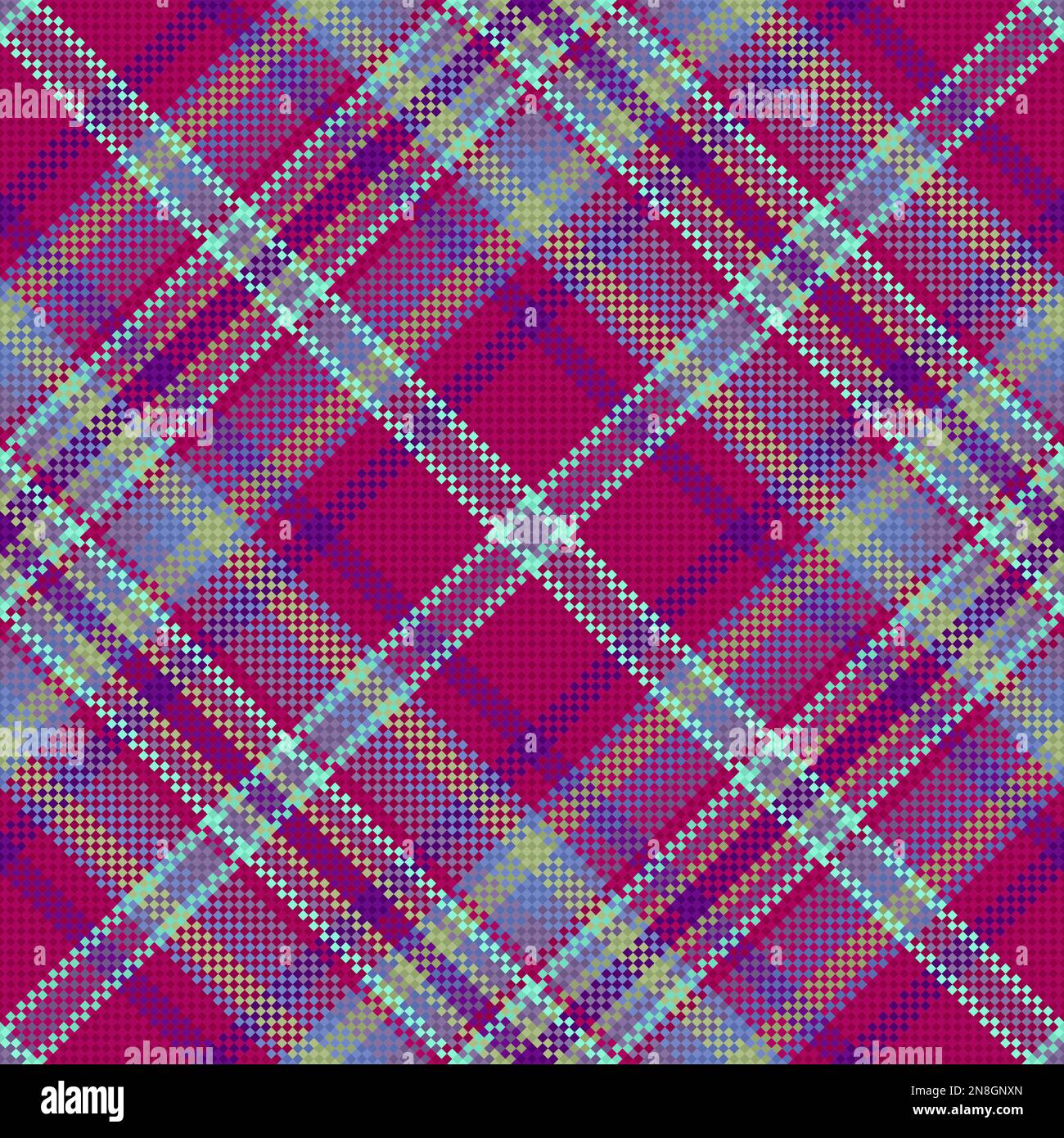 Tissu tartan texturé. Vérification de la répétition vectorielle. Arrière-plan en tissu écossais sans couture, coloris bleu et rouge. Illustration de Vecteur
