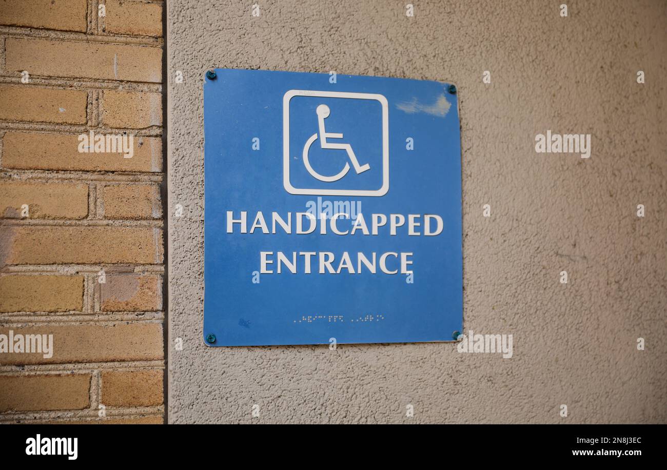 Symbole d'accès handicapés au parking Banque D'Images