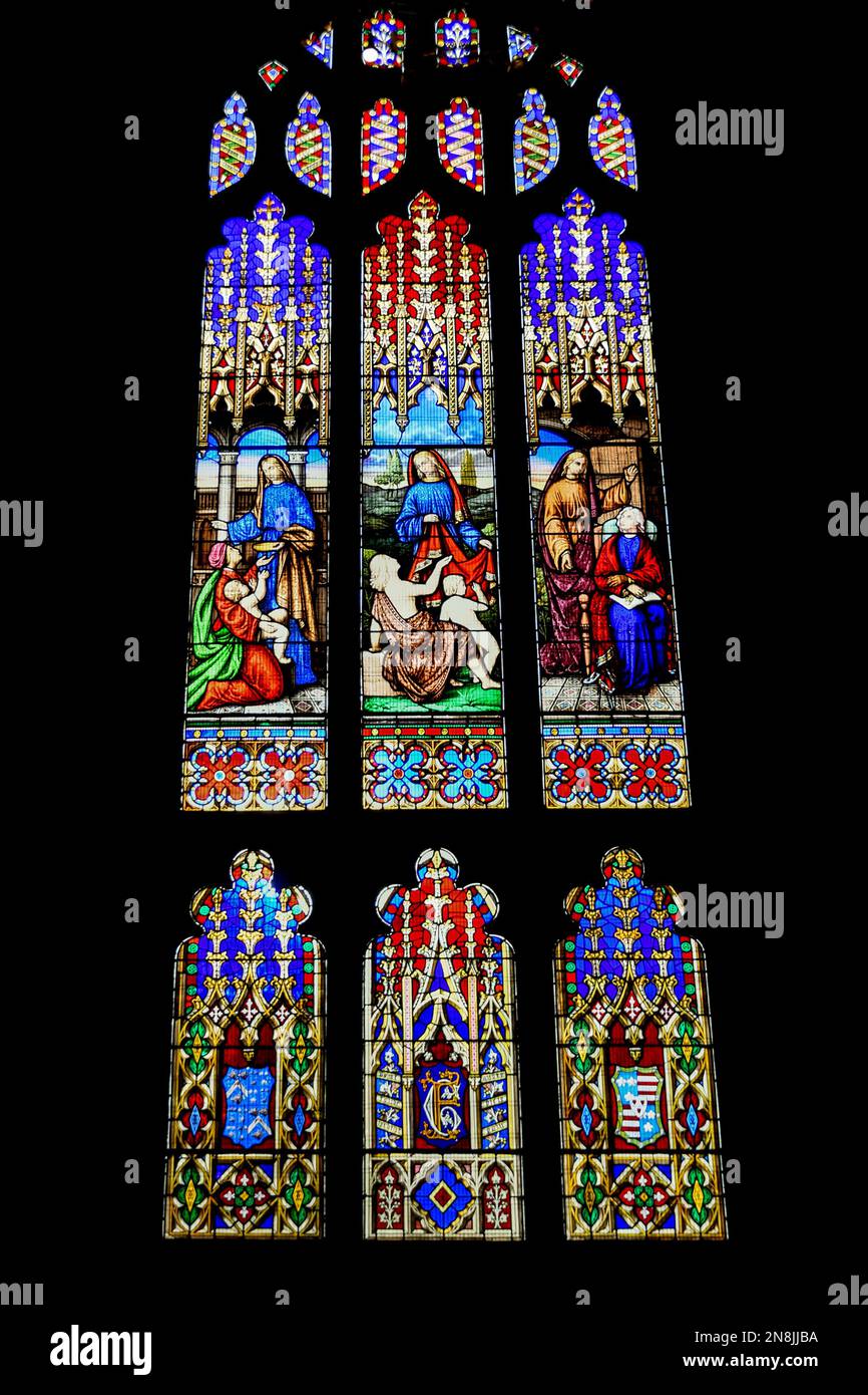Vitraux de Saint Pierre et Jésus à l'église épiscopale de Saint John, Édimbourg, Écosse Banque D'Images