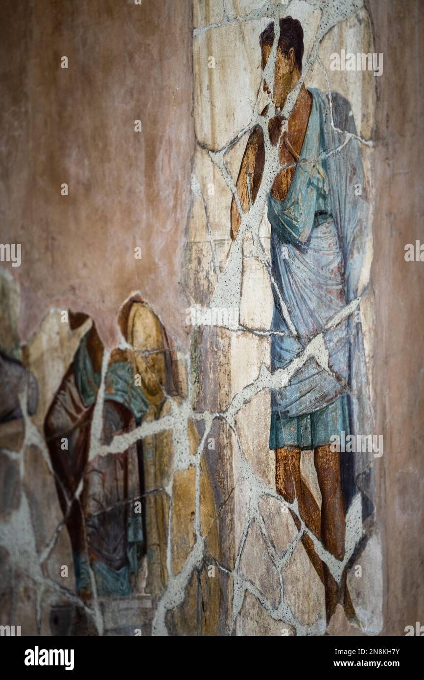 Fresques bien conservées dans la Casa Degli Amorini dans les ruines de Pompéi Banque D'Images