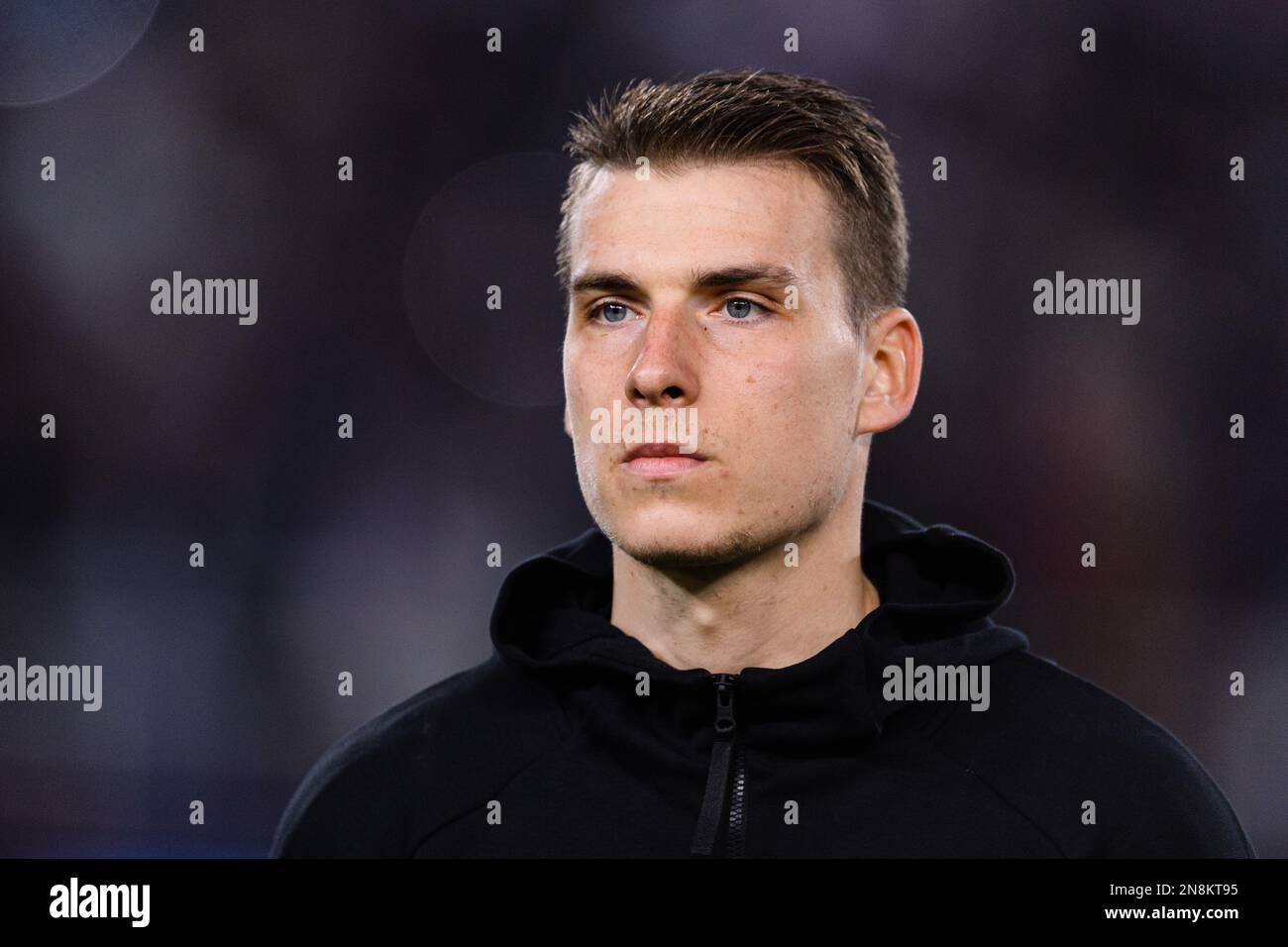 Rabat, Maroc - 08 février: Gardien de but Andriy Lunin du Real Madrid entrer sur le terrain pendant la coupe du monde du Club de la FIFA Maroc 2022 demi-finale entre Al Ahly et Real Madrid CF au Prince Moulay Abdellah sur 8 février 2023 à Rabat, Maroc. (Photo par Marcio Machado/Eurasia Sport Images) (photo par Eurasia Sport Images/Just Pictures/Sipa USA) Banque D'Images