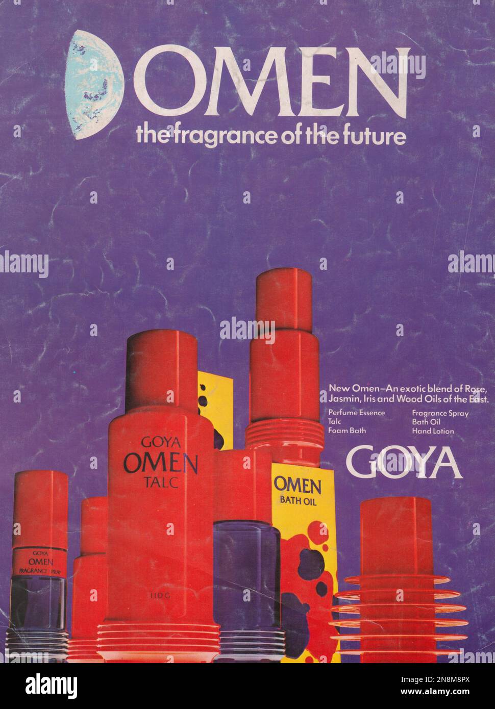 Goya OMEN le parfum du futur, Goya OMEN magazine publicité 1981 Banque D'Images