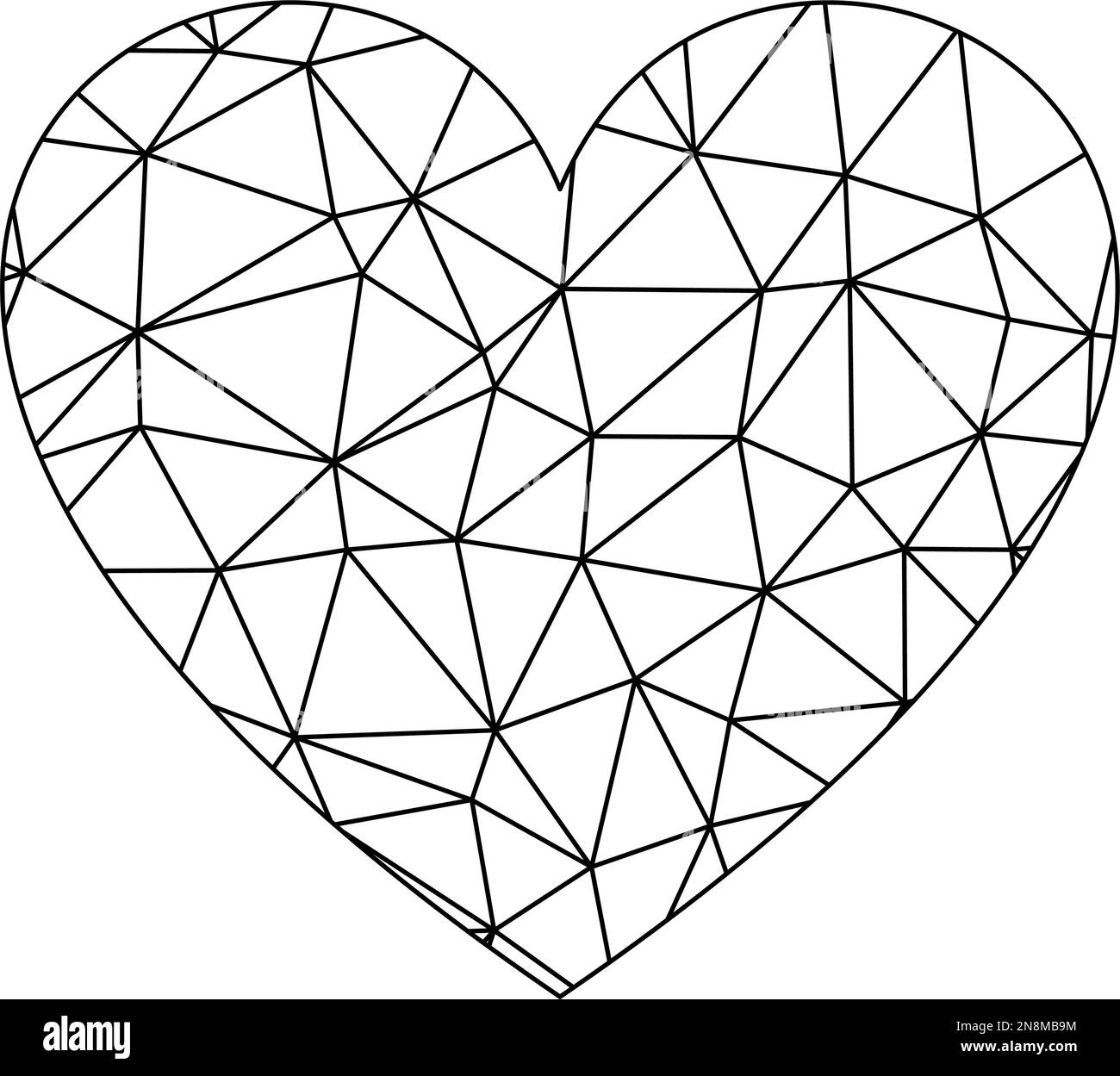 Coeur en poly-net bas. Symbole de l'amour et de la Saint-Valentin. Illustration vectorielle. Illustration de Vecteur