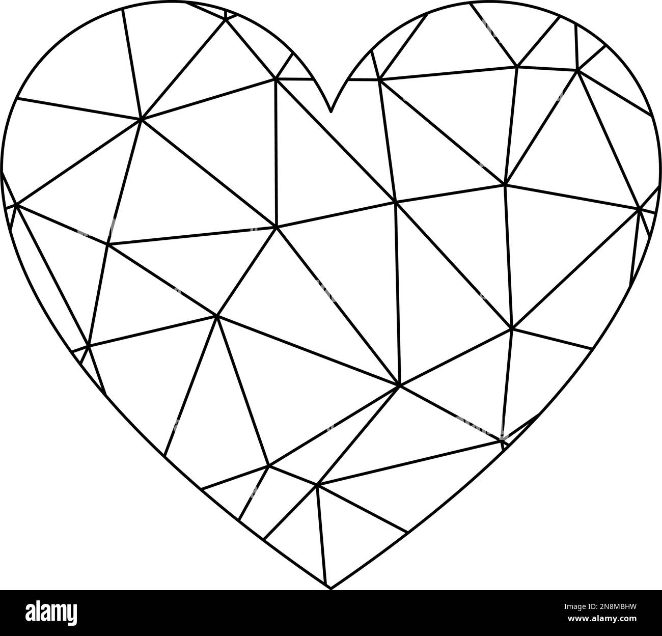 Coeur en poly-net bas. Symbole de l'amour et de la Saint-Valentin. Illustration vectorielle. Illustration de Vecteur