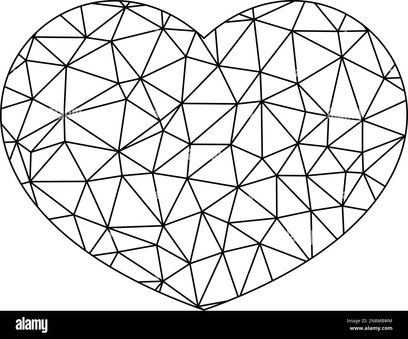 Coeur en poly-net bas. Symbole de l'amour et de la Saint-Valentin. Illustration vectorielle. Illustration de Vecteur
