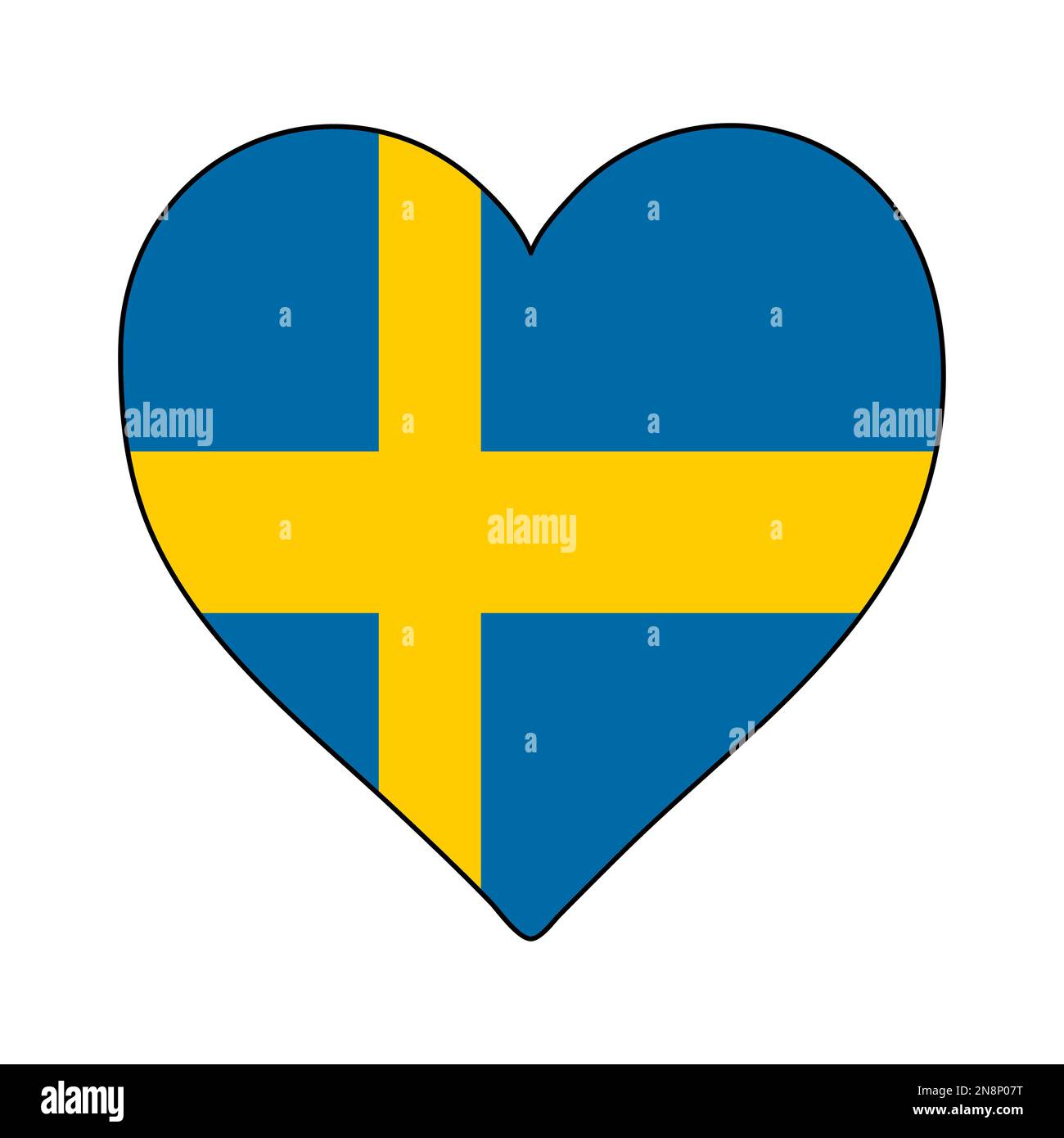 Drapeau de la forme du coeur de Suède. J'aime la Suède. Visitez la Suède. Europe du Nord. Europe. Union européenne. Conception graphique d'illustration vectorielle. Illustration de Vecteur