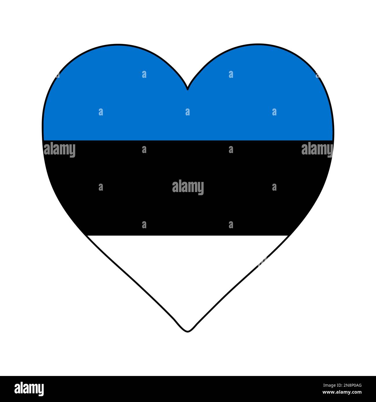 Drapeau de la forme du coeur de l'Estonie. Amour Estonie. Visitez l'Estonie. Europe du Nord. Europe. Union européenne. Conception graphique d'illustration vectorielle. Illustration de Vecteur