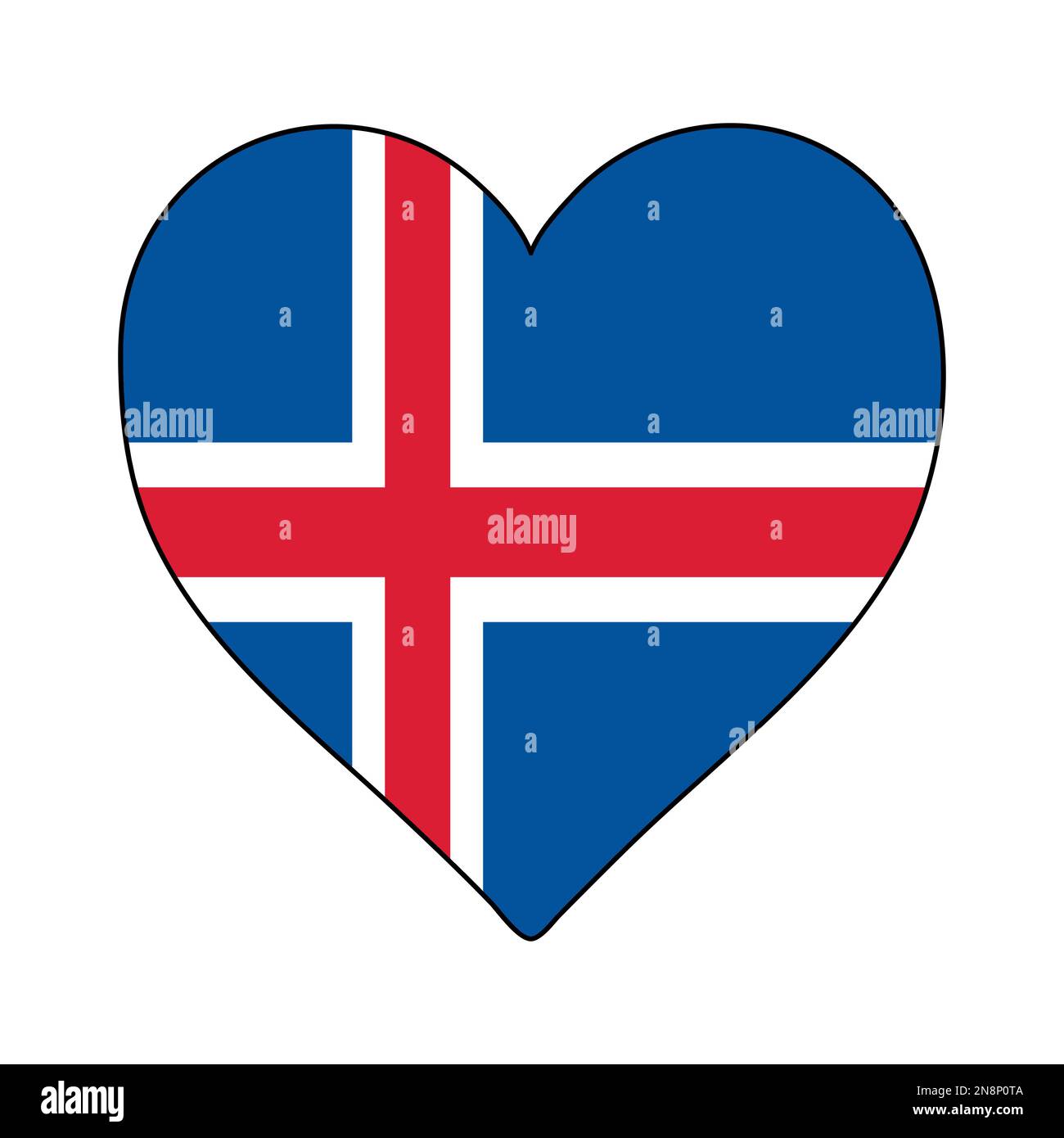 Drapeau en forme de coeur d'Islande. Amour Islande. Visitez l'Islande. Europe du Nord. Europe. Union européenne. Conception graphique d'illustration vectorielle. Illustration de Vecteur