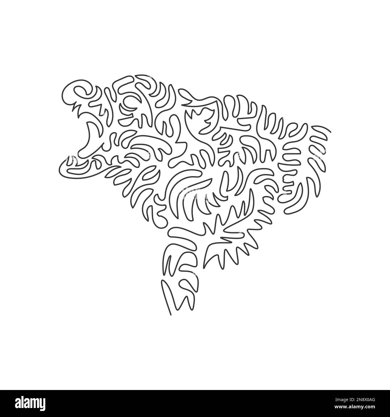 Courbe continue une ligne dessin de l'ours féroce affamé art abstrait Illustration vectorielle d'un trait modifiable d'un ours effrayant pour le logo Illustration de Vecteur