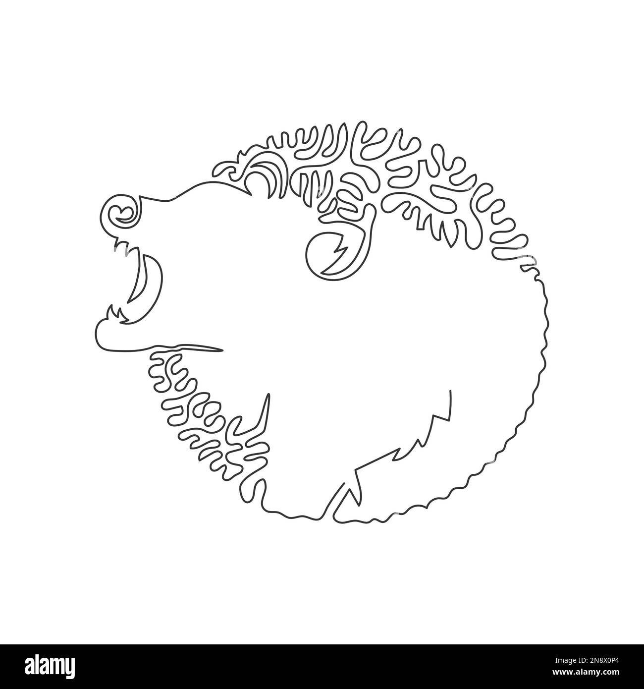 Le dessin continu de la ligne courbe de l'ours a belle fourrure épaisse art abstrait Illustration d'un vecteur de trait modifiable à une seule ligne d'un ours féroce Illustration de Vecteur