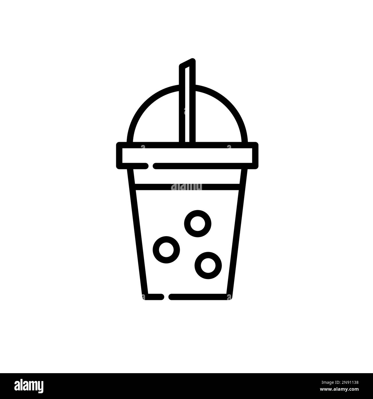 Thé à bulles taïwanais. Thé de perle de lait boisson asiatique tendance dans une tasse transparente jetable. Pixel parfait, contour modifiable Illustration de Vecteur