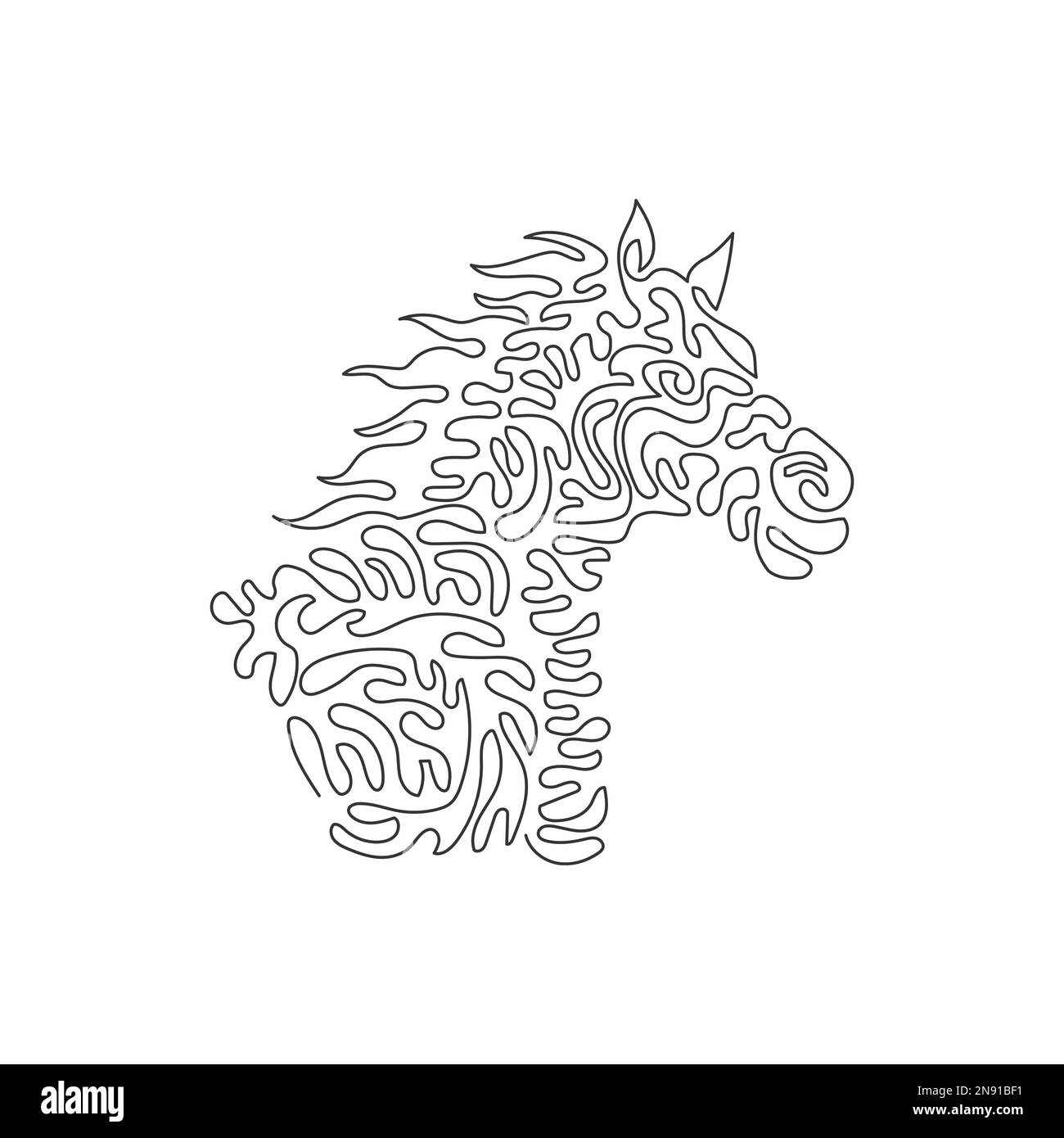 Courbe continue dessin d'une ligne de belle courbe de cheval art abstrait Illustration vectorielle d'un trait simple et modifiable d'un animal domestique amical f Illustration de Vecteur