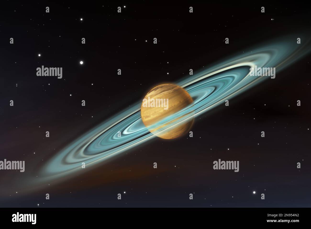 La planète exoplanète annelée ou extrasolaire dans l'espace profond. 3D illustration Banque D'Images