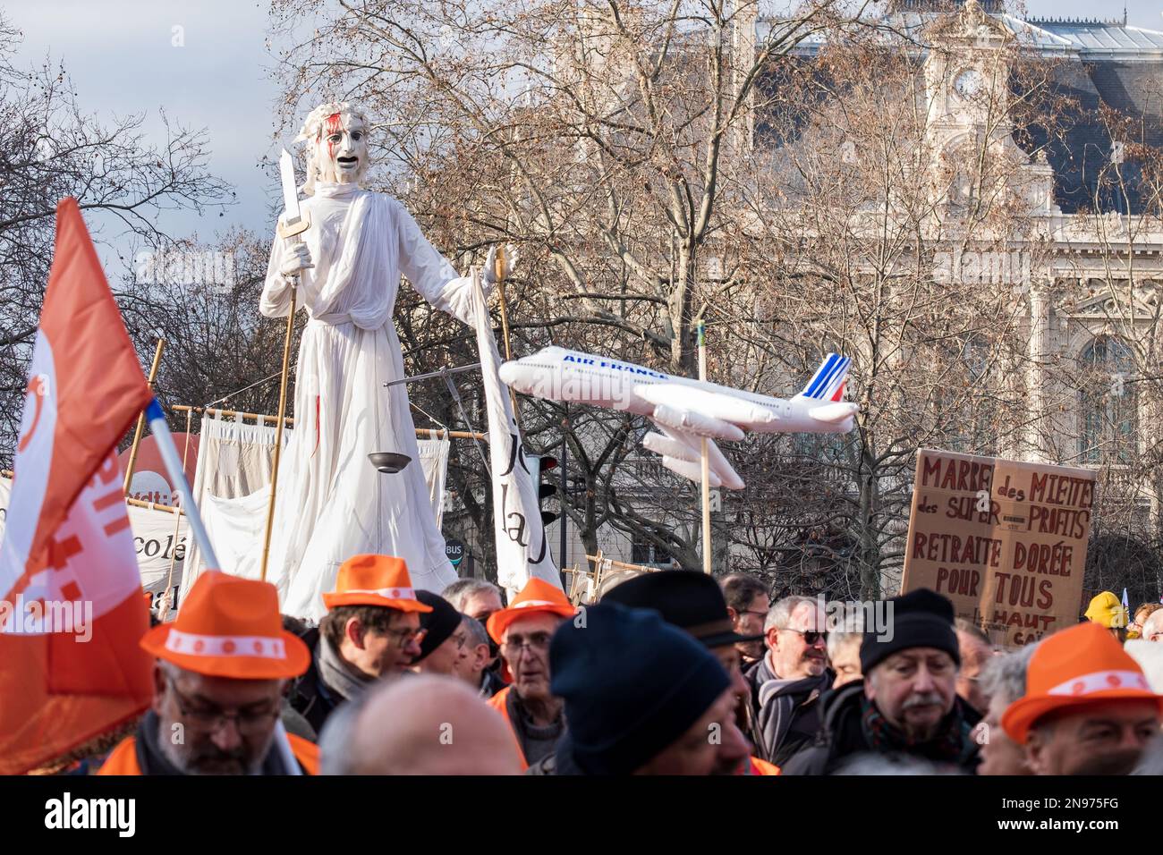 Paris, France, le 11th février 2023. CFDT Air France contre la réforme des retraites - Jacques Julien/Alay Live News Banque D'Images