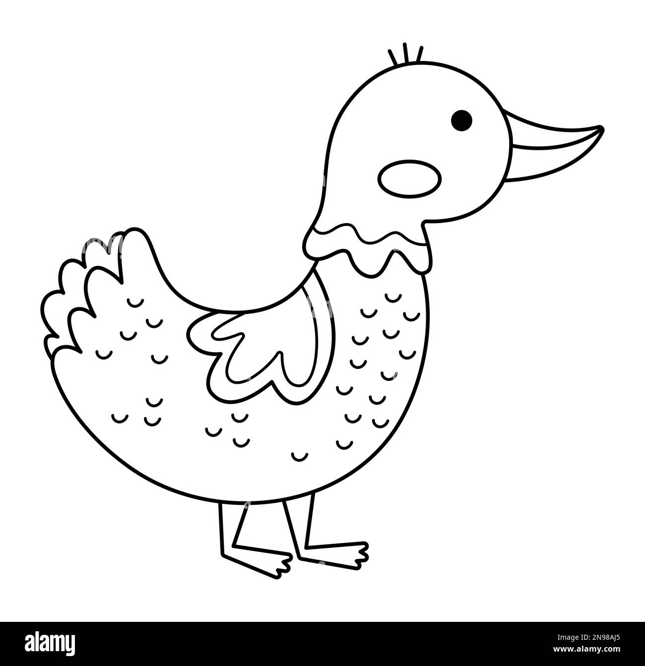 Symbole de canard noir et blanc vectoriel. Dessin animé mignon pour ...
