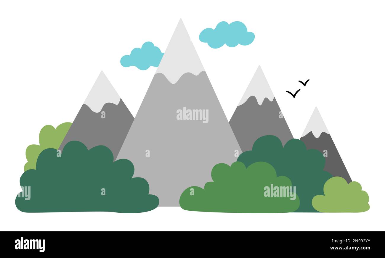 Paysage de montagne et de forêt vectoriel. Concept respectueux de l'environnement avec arbres et collines. Illustration de camping écologique ou extérieur. Mignon jour de la terre sc Illustration de Vecteur