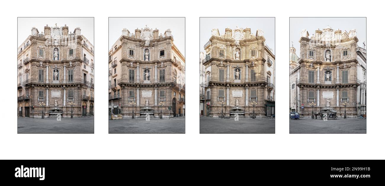 les célèbres quatre coins de palerme, la sicile Banque D'Images