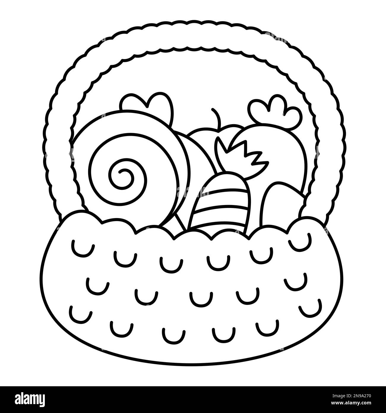 Noir vectoriel et blanc kawaii tour ou panier de traite avec des bonbons. Joli motif lignes Halloween pour enfants. Drôle automne tous les saints jour illustration avec ca Illustration de Vecteur