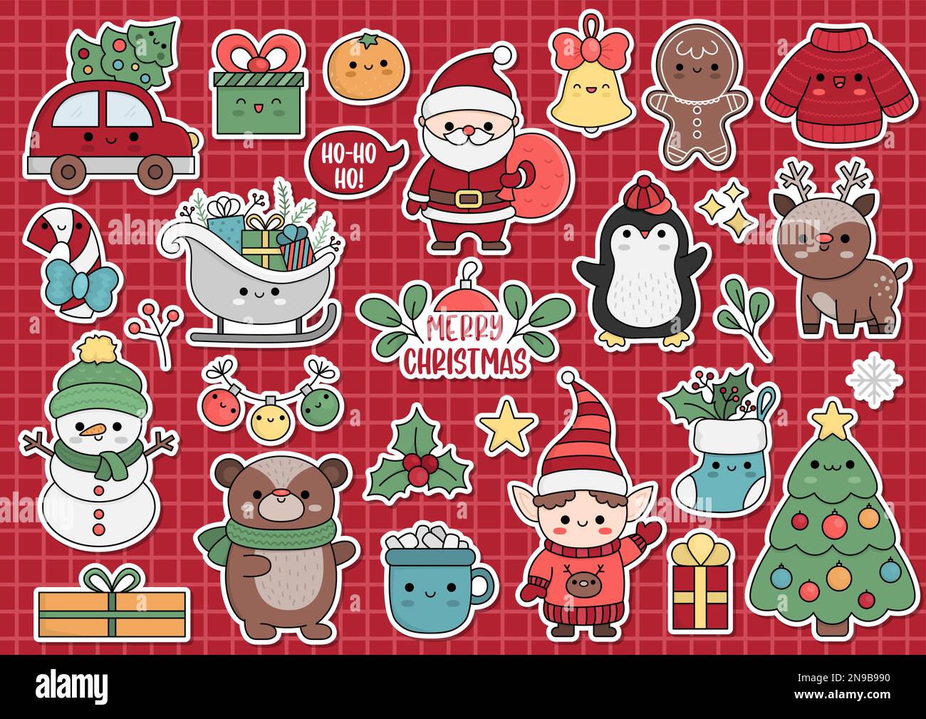 Sticker Noël Traineau Du Père Noël Et Les Rennes - Autocollants