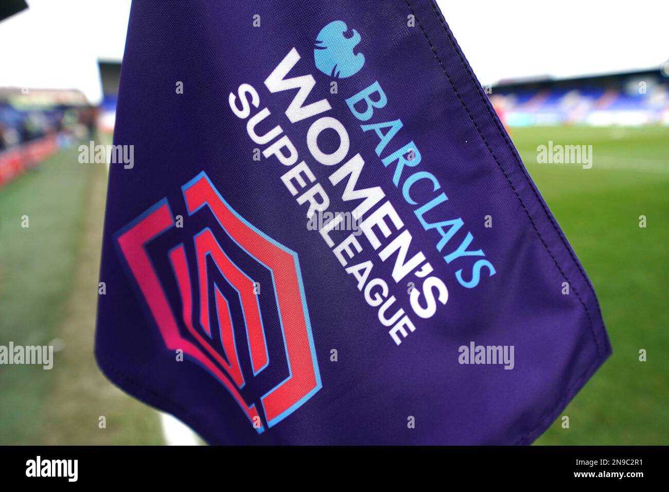 Vue générale de la marque Barclays Women's Super League sur un drapeau d'angle avant le match Barclays Women's Super League à Prenton Park, Birkenhead. Date de la photo: Dimanche 12 février 2023. Banque D'Images
