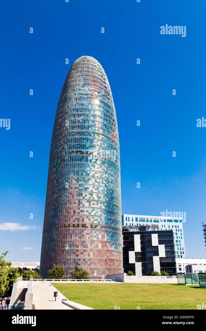 Torre Agbar (anciennement Glòries) gratte-ciel de Barcelone, Catalogne, Espagne Banque D'Images