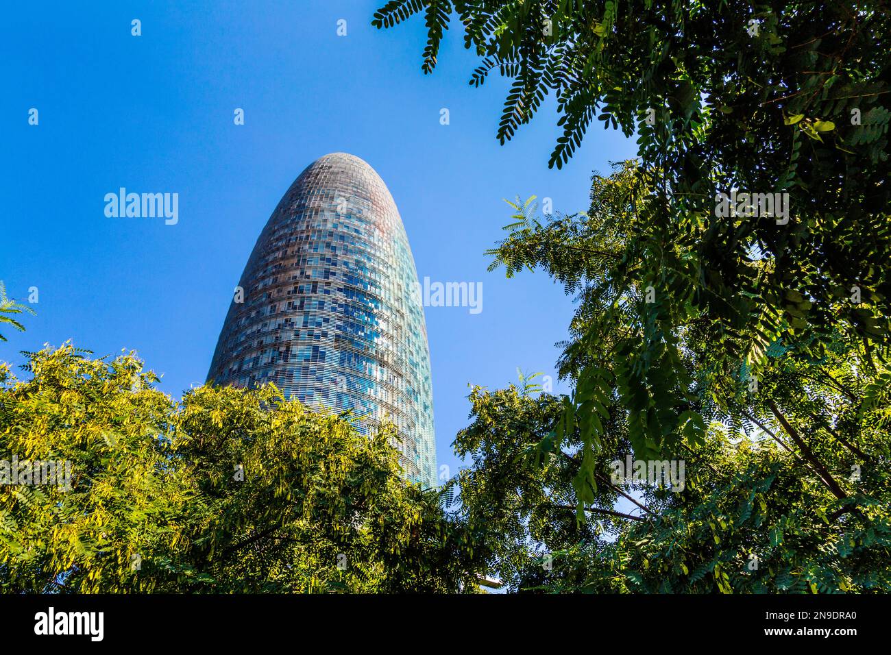 Torre Agbar (anciennement Glòries) gratte-ciel de Barcelone, Catalogne, Espagne Banque D'Images