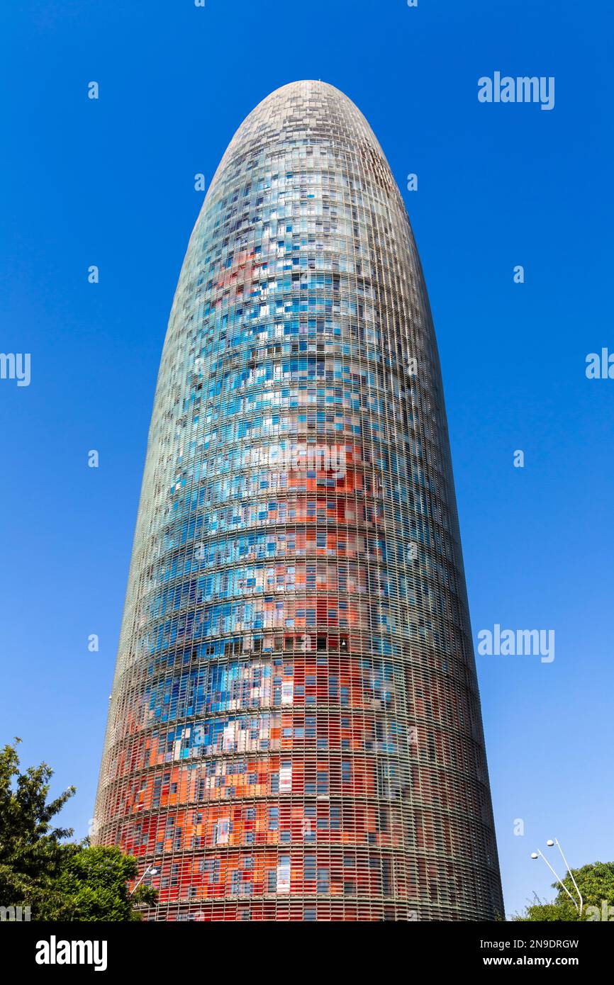 Torre Agbar (anciennement Glòries) gratte-ciel de Barcelone, Catalogne, Espagne Banque D'Images