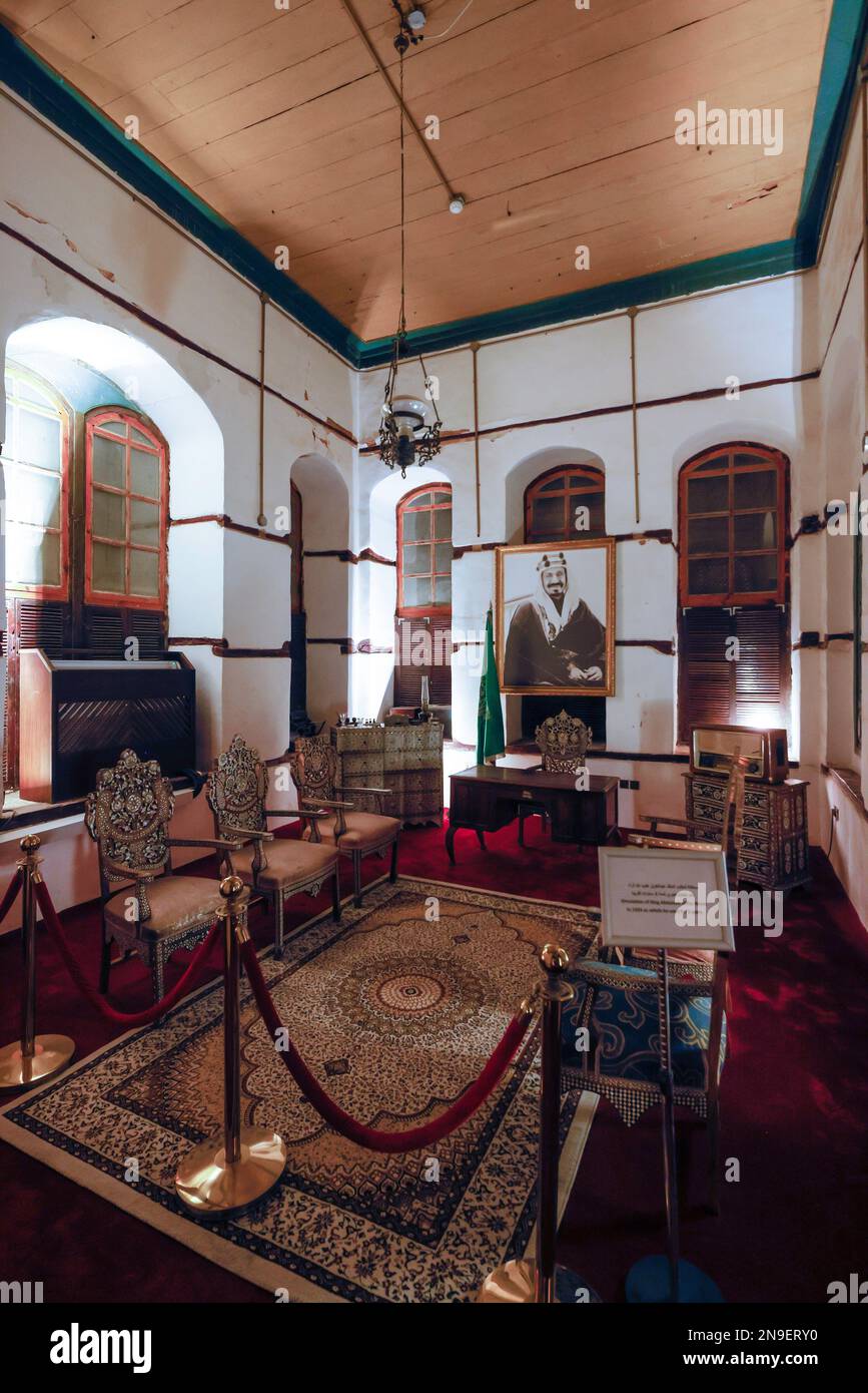 bureau d'Abdulaziz Ibn Saud, Maison Nasseef, Al-Balad, la zone historique de Jeddah, Arabie Saoudite Banque D'Images