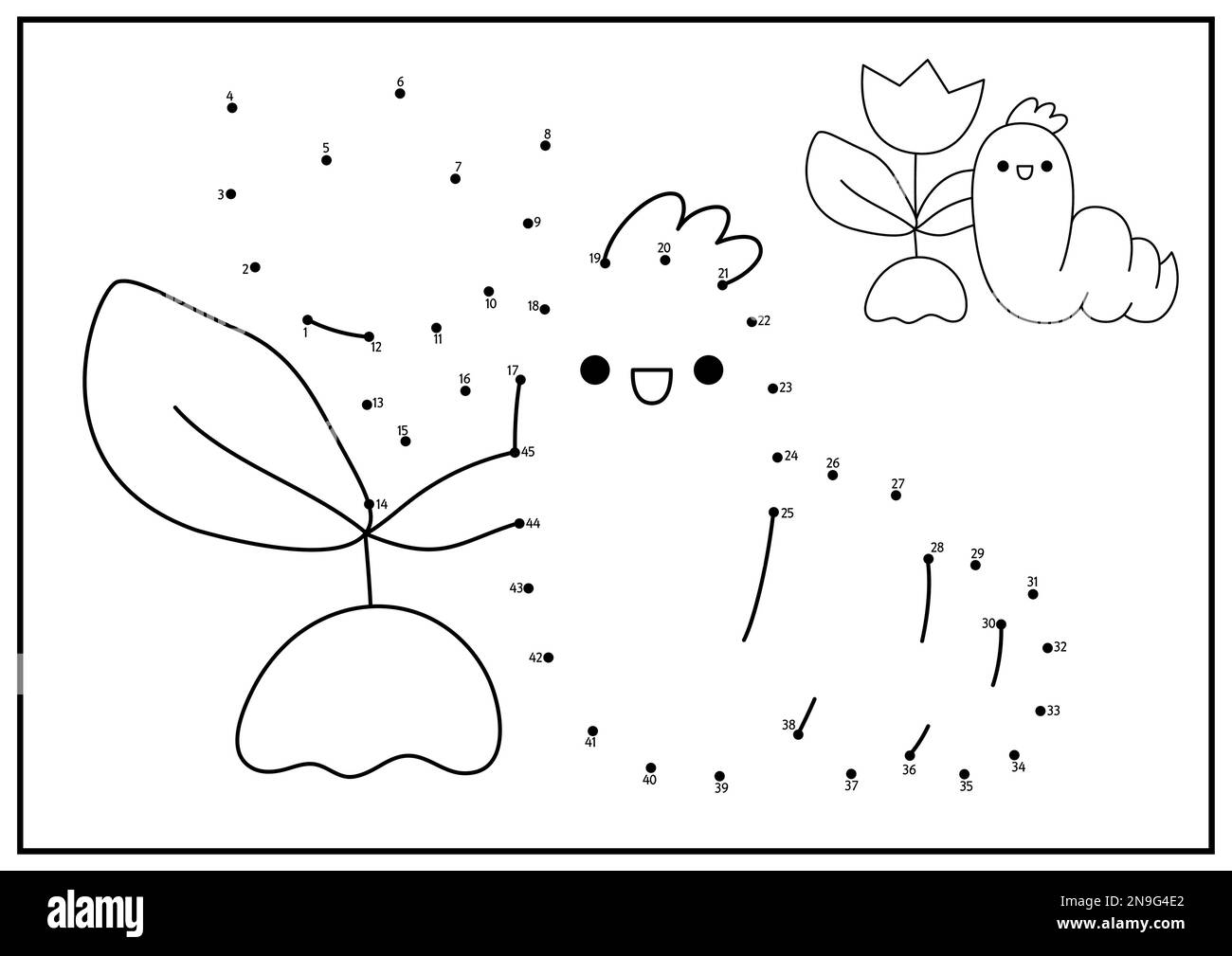 Vecteur ressort point-à-point et activité de couleur avec mignon kawaii ver et plante. Vacances de Pâques connecter le jeu de points pour les enfants avec l'insecte drôle. Gard Illustration de Vecteur Vecteur ressort point-à-point et activité de couleur avec mignon kawaii ver et plante. Vacances de Pâques connecter le jeu de points pour les enfants avec l'insecte drôle. Gard Illustration de Vecteur