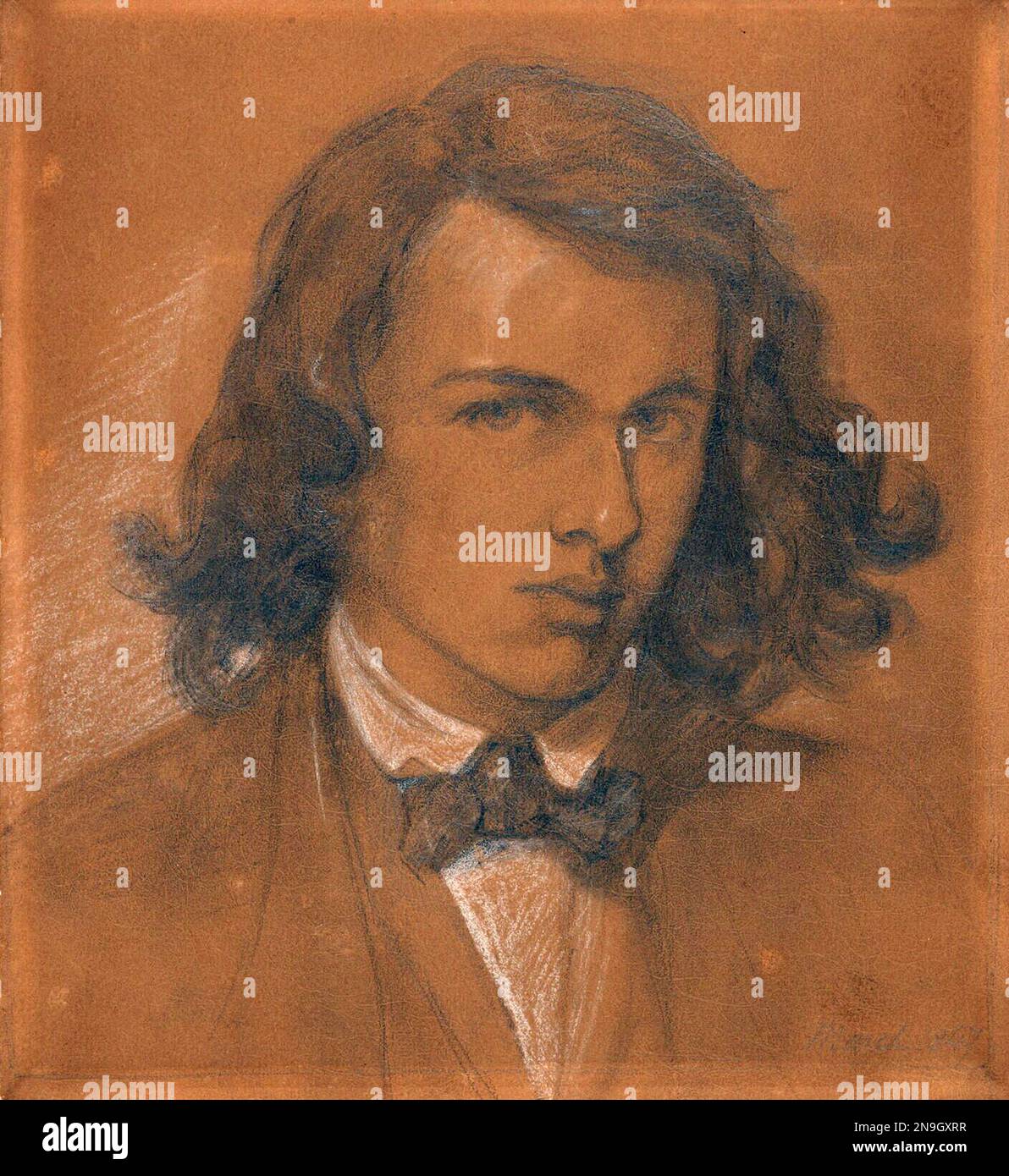 Dante Gabriel Rossetti, Gabriel Charles Dante Rossetti (1828 – 1882), Dante Gabriel Rossetti, poète et peintre anglais, autoportrait 1847 Banque D'Images