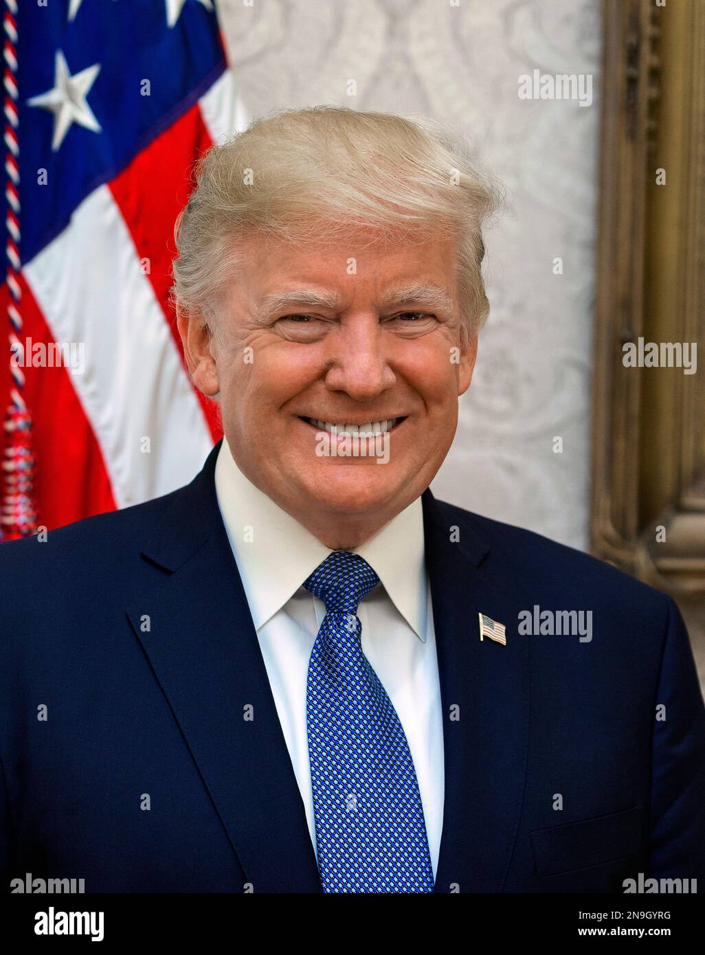 Président Donald Trump, Portrait officiel du président Donald J. Trump. Donald John Trump, homme politique américain, personnalité des médias et homme d'affaires qui a été président des États-Unis en 45th de 2017 à 2021. Banque D'Images