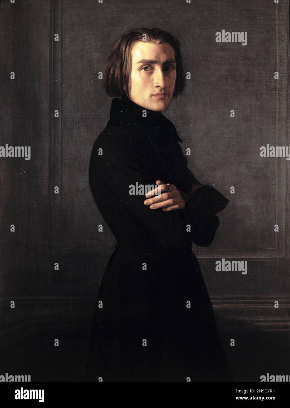 Franz Liszt (1811-1886), Portrait de Liszt par Henri Lehmann (1839) Franz Liszt, compositeur hongrois Banque D'Images