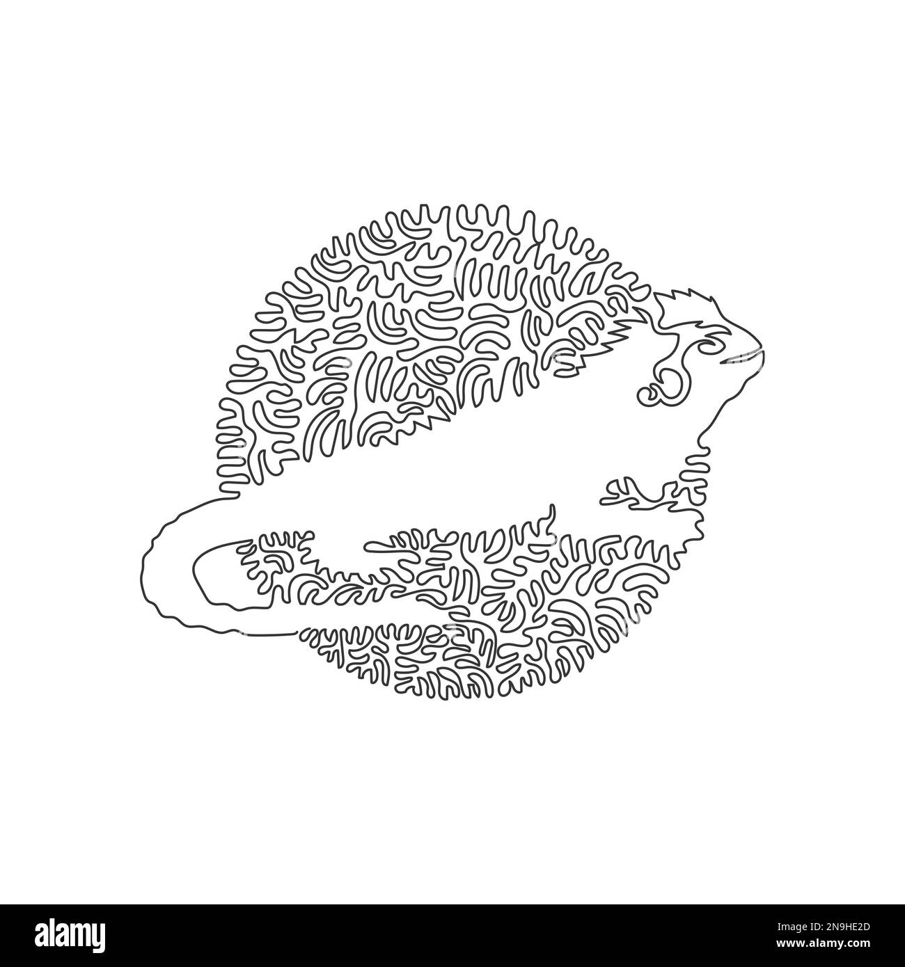 Courbe continue dessin d'une ligne de cute iguana art abstrait Illustration vectorielle à trait simple et modifiable de l'iguana omnivore pour le logo Illustration de Vecteur