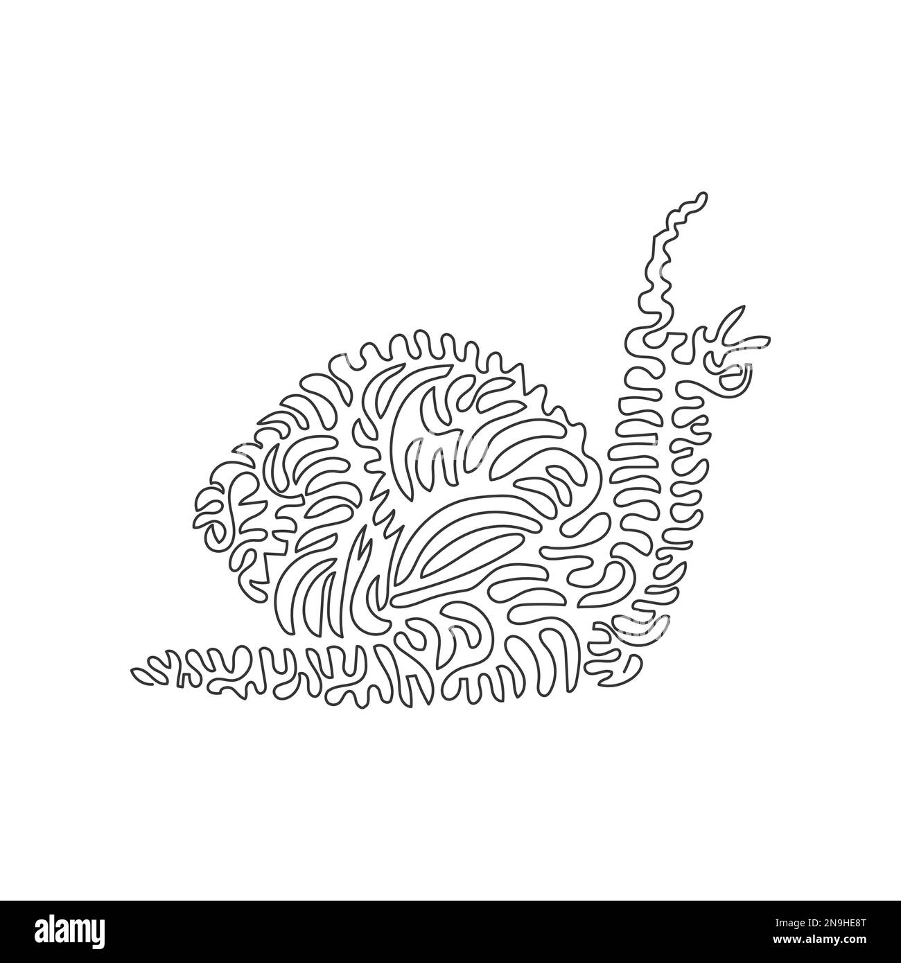 Un seul motif en forme d'escargot de l'art abstrait sur une ligne Dessin en ligne continue dessin graphique illustration vectorielle de l'escargot lent pour l'icône Illustration de Vecteur