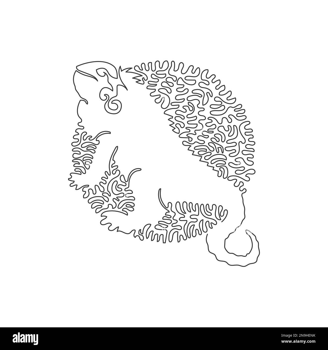 Simple curly un dessin de ligne de beau iguana art abstrait Ligne continue dessin graphique dessin illustration vectorielle de merveilleux iguana Illustration de Vecteur