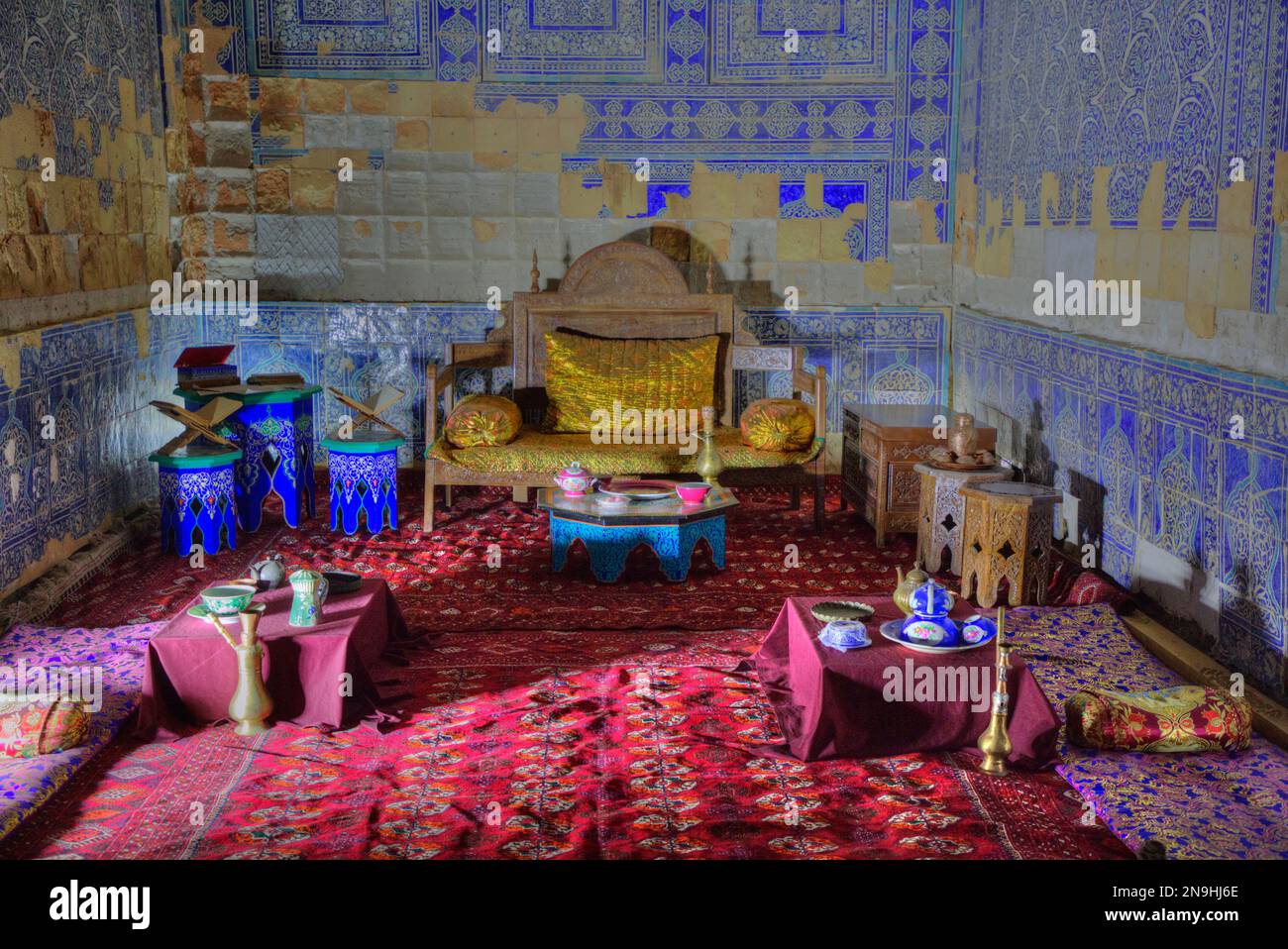 Salle de réception de l'Emir, Palais Tash Khauli, 1830, Ichon Qala, Khiva, Ouzbékistan Banque D'Images