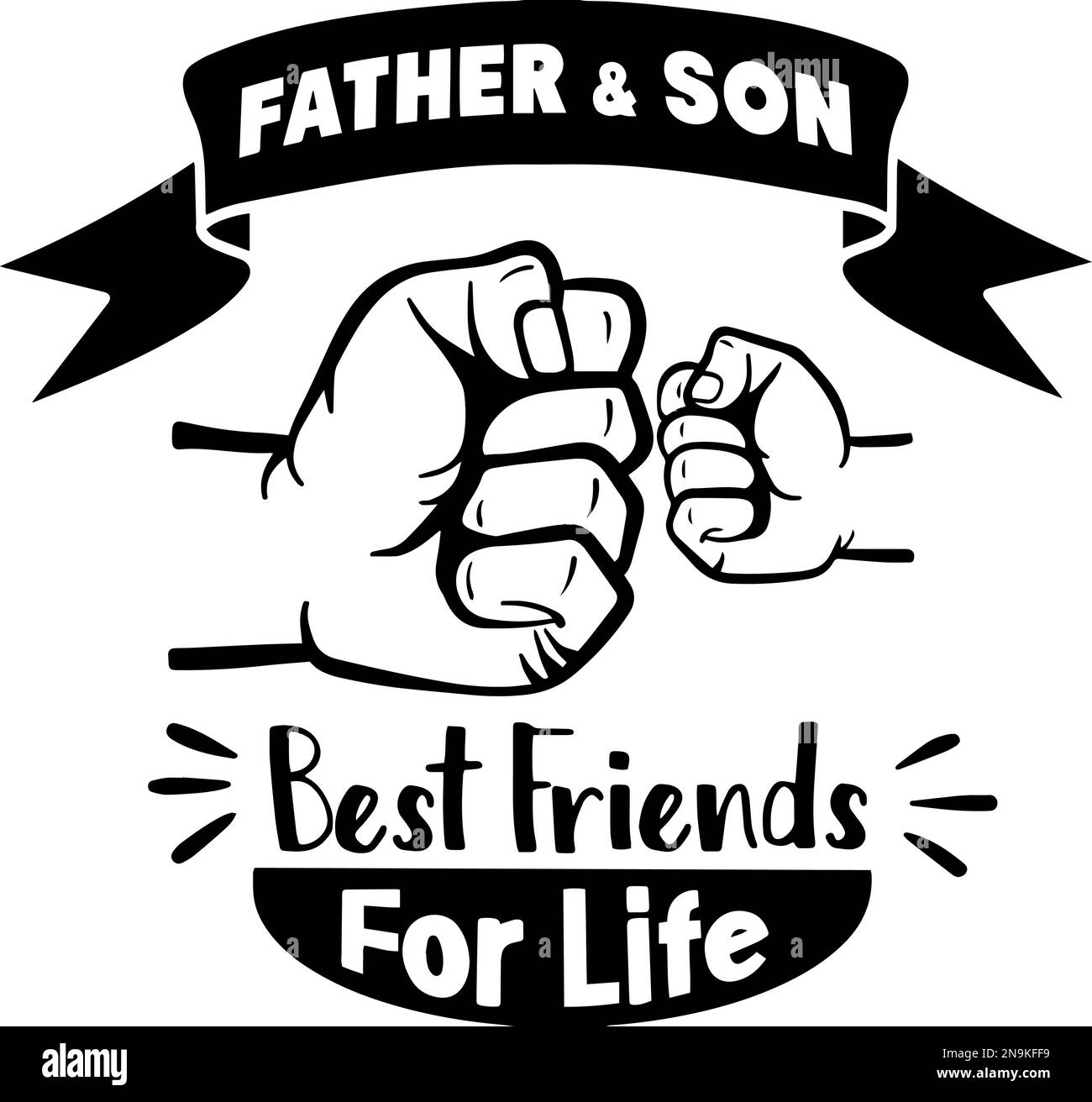 Père et fils meilleurs amis pour la vie. Motif T-shirt de la fête des pères Illustration de Vecteur