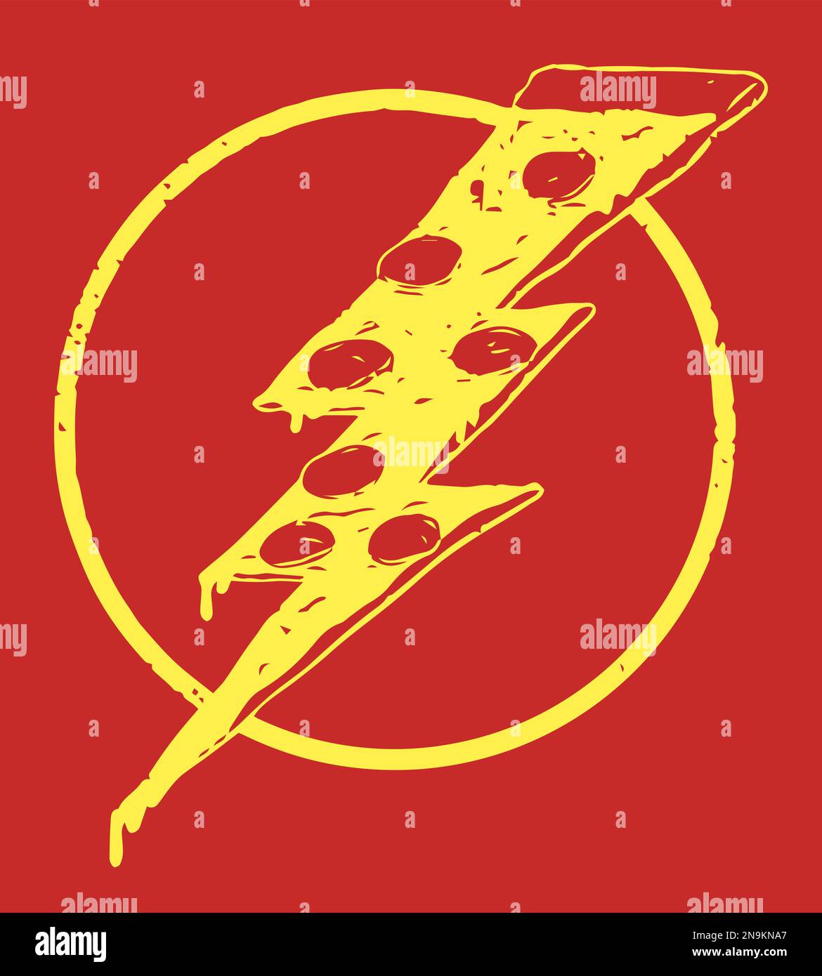 Morceau de pizza en forme d'éclair, art isolé de style rétro Illustration de Vecteur