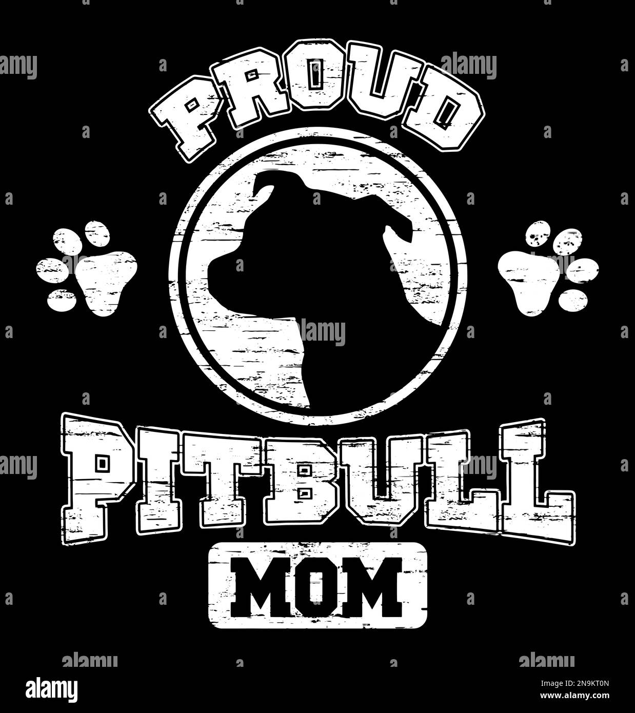 Fièrement t-shirt Pitbull pour mère. Illustration de Vecteur