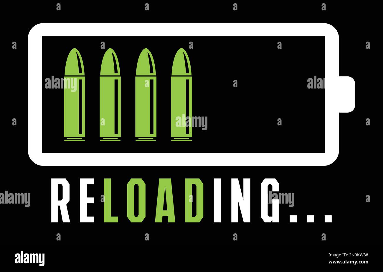 Rechargement des puces. Conception de la Lover du canon. Illustration de Vecteur