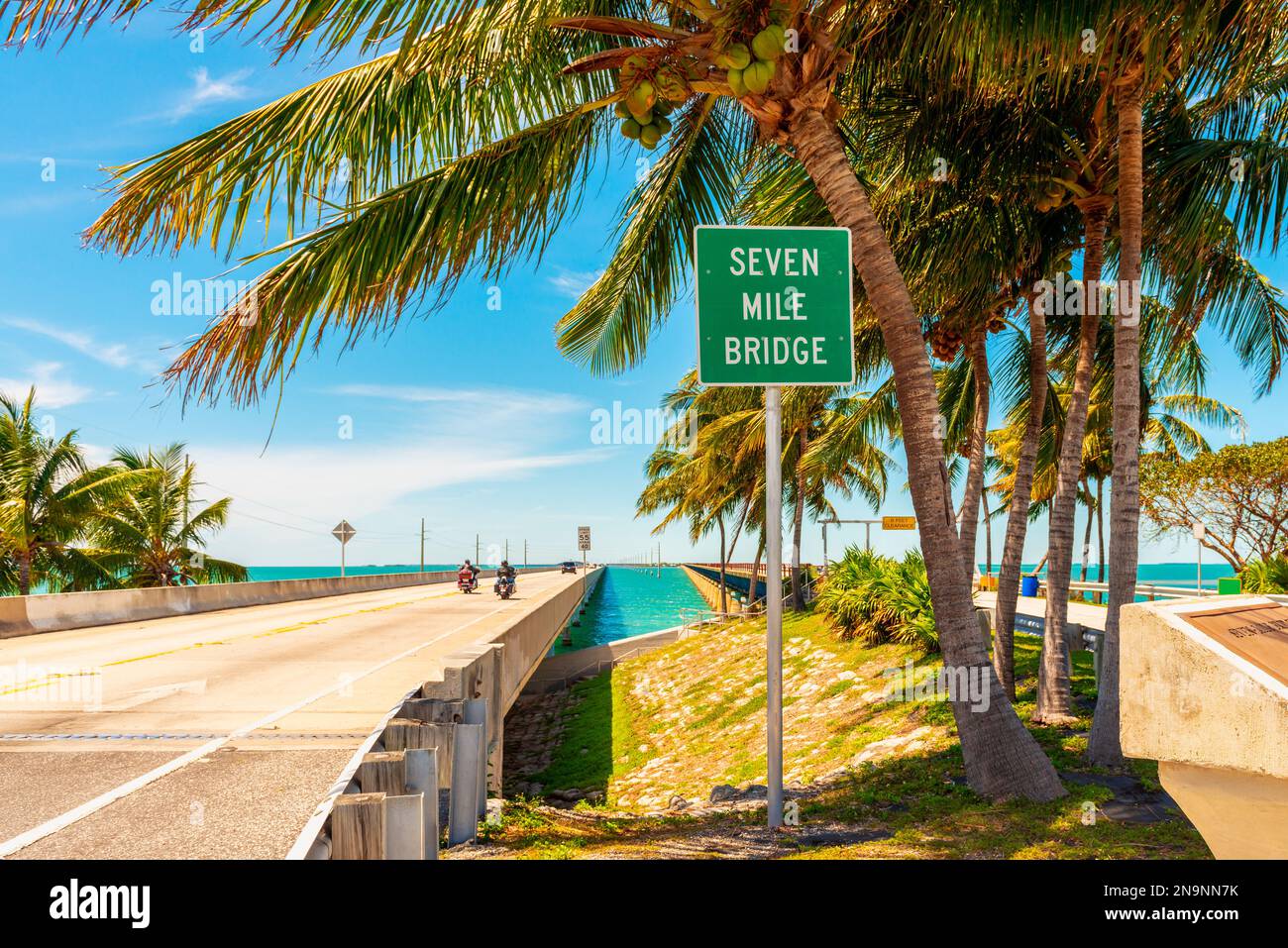 Panneau d'entrée au Seven Mile Bridge Florida Keys USA Banque D'Images