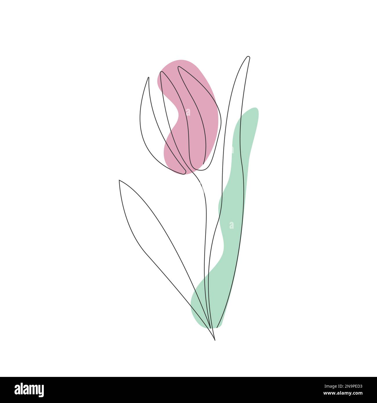 Tulipe fleur une ligne art. Dessin de contour minimaliste. Maquette une ligne Illustration de Vecteur