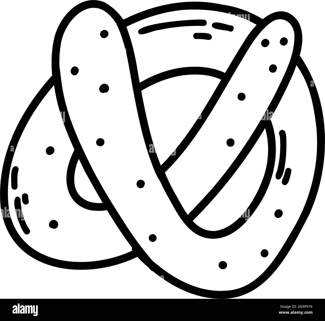 Bretzel à la main. Illustration vectorielle de la pâtisserie, du pain, du bagel Illustration de Vecteur