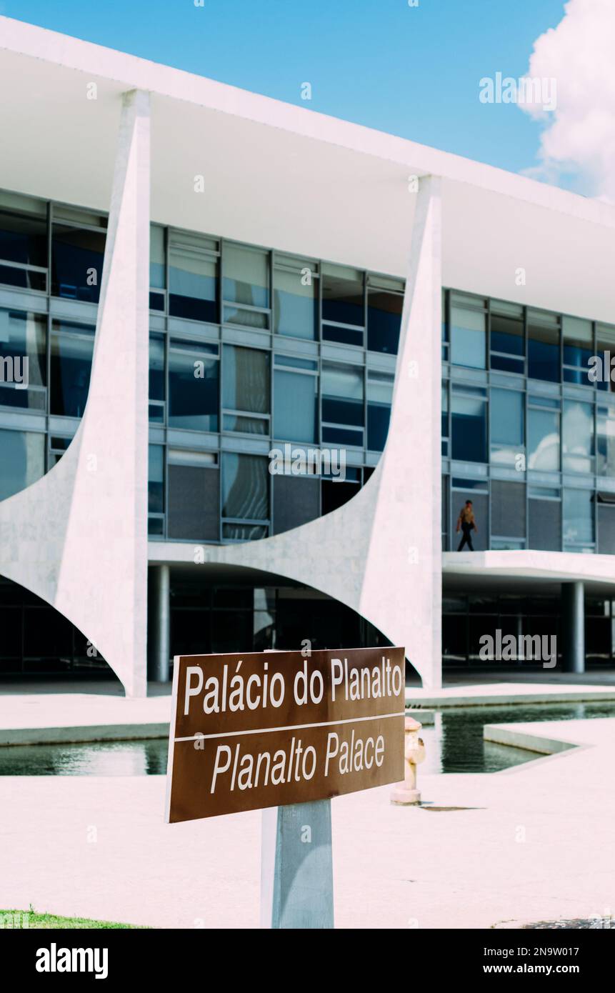 Palais de Planalto, lieu de travail officiel du Président du Brésil, situé dans la capitale nationale de Brasilia Banque D'Images